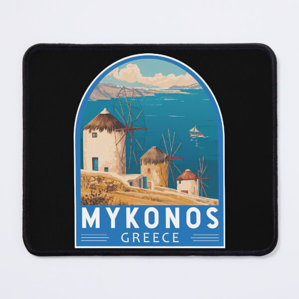 Item preview, Mykonos Greece Travel Art Emblem designed and sold by KrisSidDesigns.