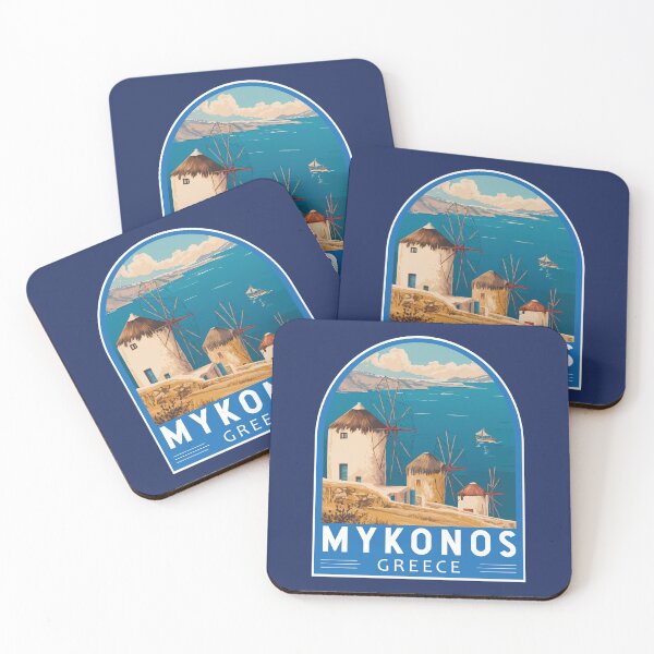 Item preview, Mykonos Greece Travel Art Emblem designed and sold by KrisSidDesigns.