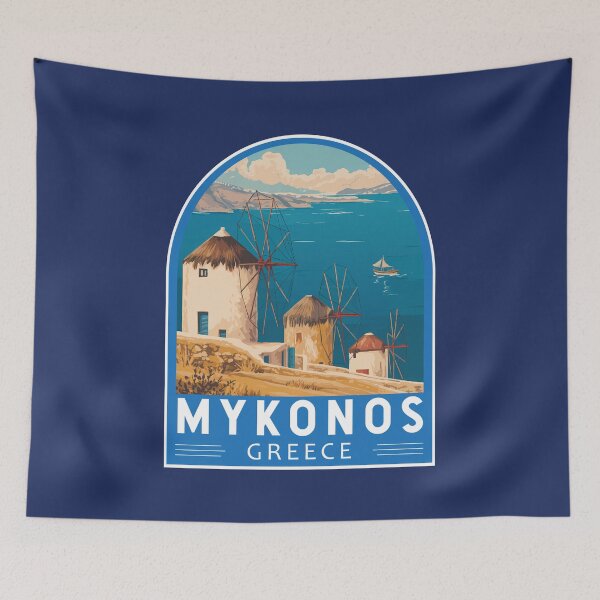 Item preview, Mykonos Greece Travel Art Emblem designed and sold by KrisSidDesigns.