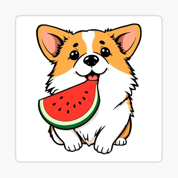 Item preview, A cute corgi eating watermelon designed and sold by DOG DESIGN.