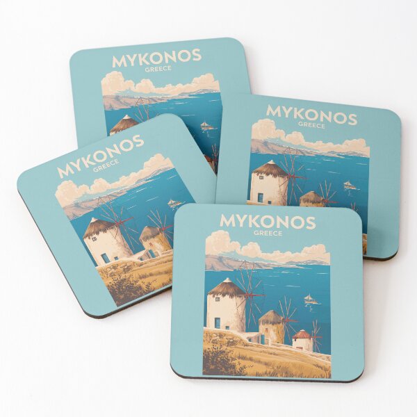 Item preview, Mykonos Greece Illustration Travel Art Vintage designed and sold by KrisSidDesigns.