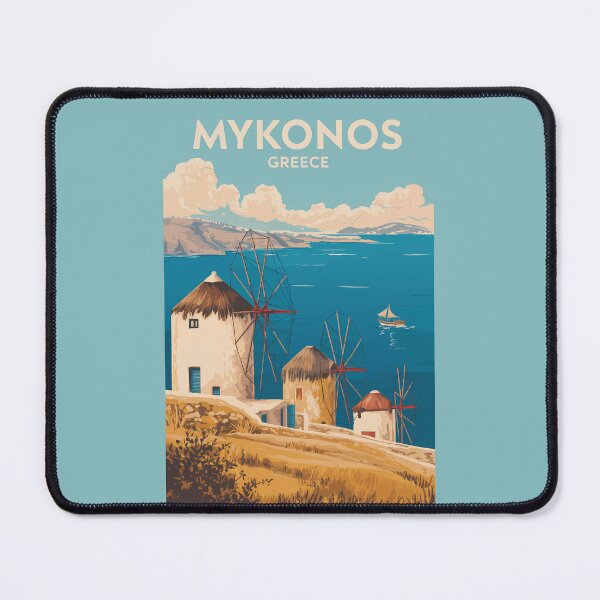 Item preview, Mykonos Greece Illustration Travel Art Vintage designed and sold by KrisSidDesigns.