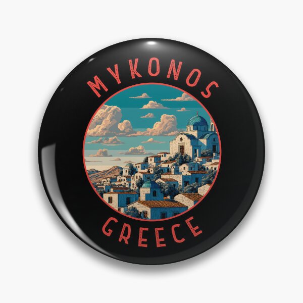 Item preview, Mykonos Greece Retro Distressed Circle designed and sold by KrisSidDesigns.
