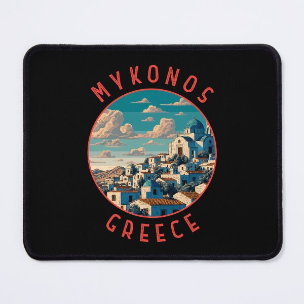Item preview, Mykonos Greece Retro Distressed Circle designed and sold by KrisSidDesigns.