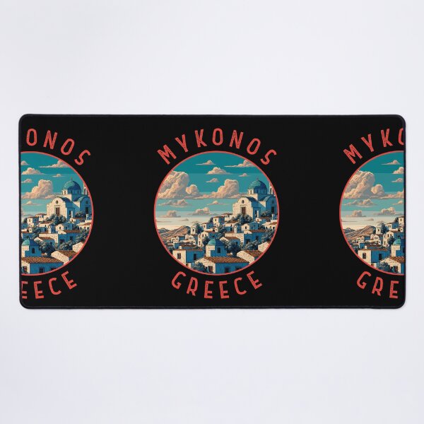 Item preview, Mykonos Greece Retro Distressed Circle designed and sold by KrisSidDesigns.