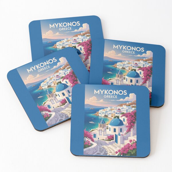 Item preview, Mykonos Greece Coast Travel Art Vintage designed and sold by KrisSidDesigns.