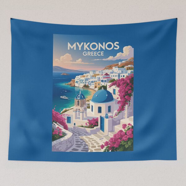 Item preview, Mykonos Greece Coast Travel Art Vintage designed and sold by KrisSidDesigns.