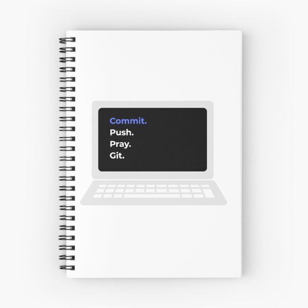 Aperçu de l'œuvre commit push pray git contrôle de version drôle informatique créée et vendue par 88DesignStudio.