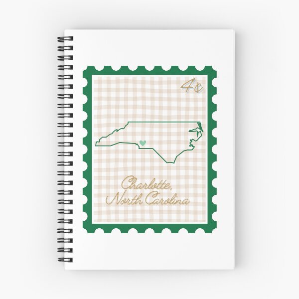 Item preview, Charlotte North carolina UNC pride green and gold gingham heart stamp design designed and sold by CoastalPrintsbyLucy.