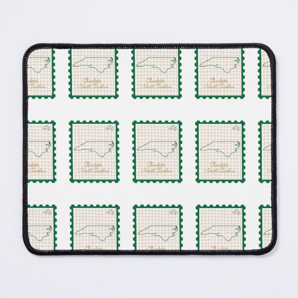 Item preview, Charlotte North carolina UNC pride green and gold gingham heart stamp design designed and sold by CoastalPrintsbyLucy.