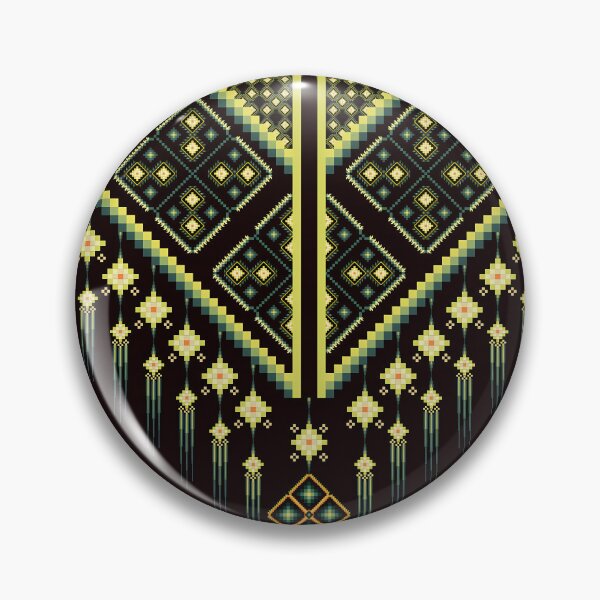 Item preview, Green & Yellow Ethnic Pixel Art Neckline Pattern designed and sold by Khwanchai.