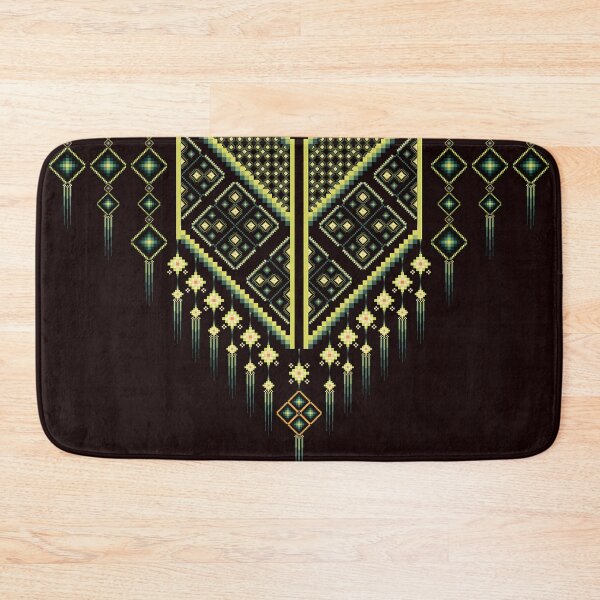 Item preview, Patrón de escote con diseño de píxeles étnicos verdes y amarillos designed and sold by Khwanchai.