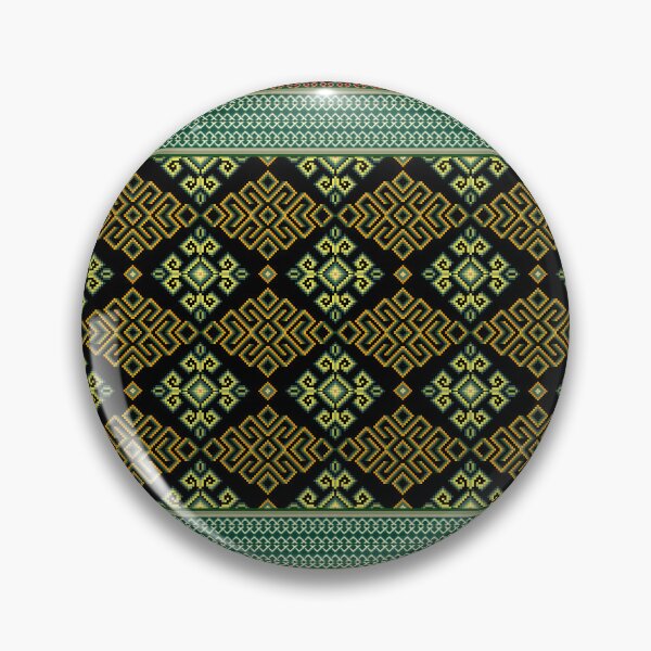 Item preview, Golden Green Ethnic Geometric Pixel Seamless Border Pattern designed and sold by Khwanchai.