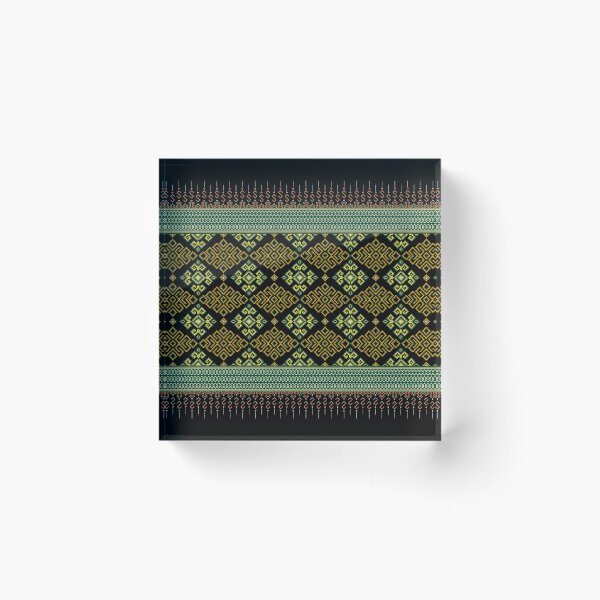 Item preview, Golden Green Ethnic Geometric Pixel Seamless Border Pattern designed and sold by Khwanchai.
