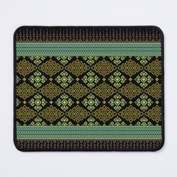 Item preview, Golden Green Ethnic Geometric Pixel Seamless Border Pattern designed and sold by Khwanchai.