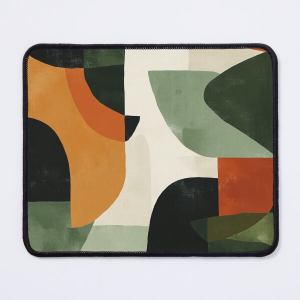 Item preview, Earthy Mid-Century Abstract Composition in Olive, Rust, and Charcoal Tones designed and sold by trajeado14.