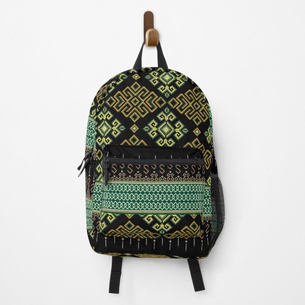 Item preview, Golden Green Ethnic Geometric Pixel Seamless Border Pattern designed and sold by Khwanchai.