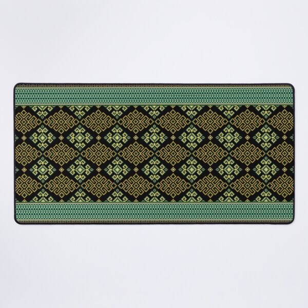Item preview, Golden Green Ethnic Geometric Pixel Seamless Border Pattern designed and sold by Khwanchai.