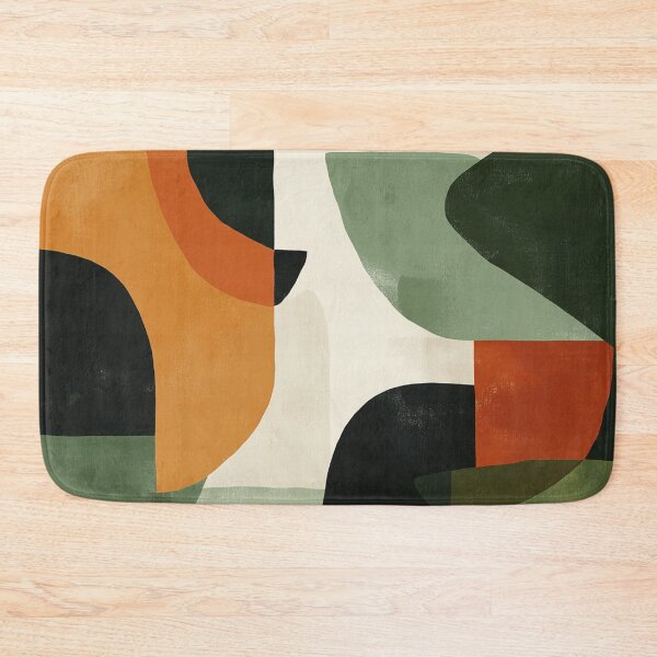 Item preview, Earthy Mid-Century Abstract Composition in Olive, Rust, and Charcoal Tones designed and sold by trajeado14.
