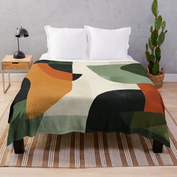 Item preview, Earthy Mid-Century Abstract Composition in Olive, Rust, and Charcoal Tones designed and sold by trajeado14.