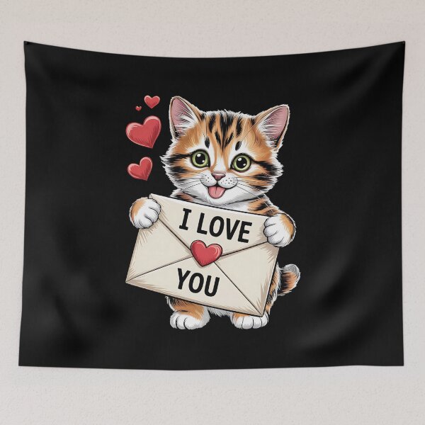 Item preview, I Love You Cat Valentines Day Cute Kitten Lover Heart designed and sold by BakeryDozen.
