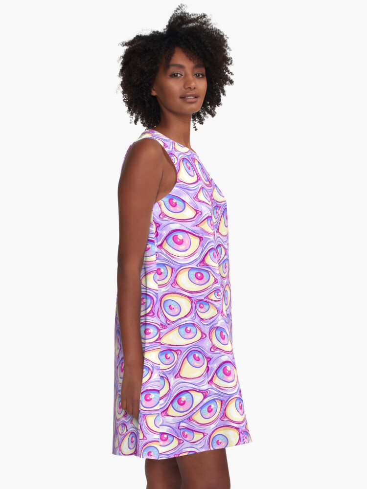 Alternate view of Wall of Eyes in Purple A-Line Dress