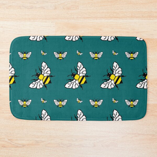 Item preview, Charming Teal & Yellow Pixel Bee Seamless Pattern designed and sold by Khwanchai.