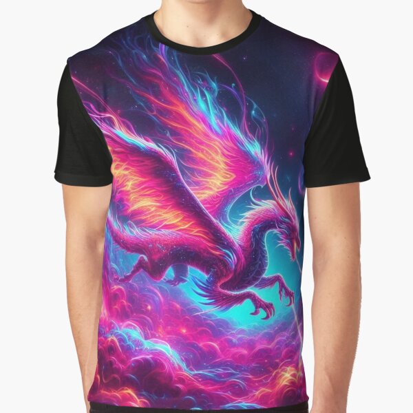 Item preview, Lucent Inferno – Neon Fire Dragon in Cosmic Flames designed and sold by kikujingjing.