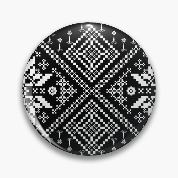 Item preview, Monochrome Intricate Ethnic Pixel Floral Border Seamless Pattern designed and sold by Khwanchai.