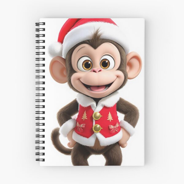 Item preview, Festive Cartoon Monkey Santa Hat and Waistcoat on White Background designed and sold by acceleratorhams.