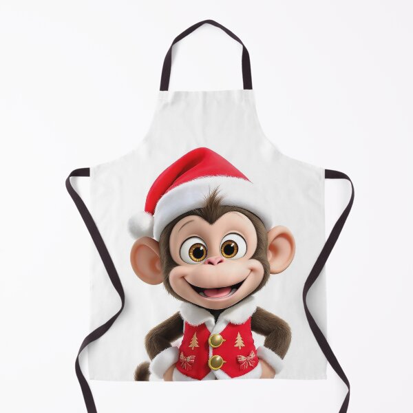 Item preview, Festive Cartoon Monkey Santa Hat and Waistcoat on White Background designed and sold by acceleratorhams.