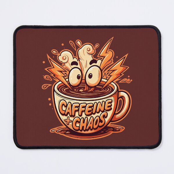 Item preview, Caffeine and Chaos Cartoon Cup – Funny Coffee Energy Explosion Art designed and sold by PrintBreeze.