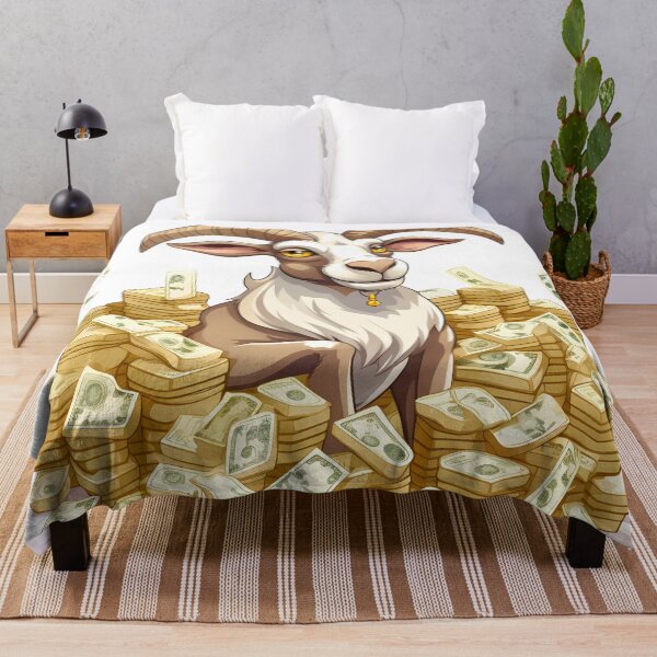 Item preview, Rich Goat with Money Cartoon – Funny Animal Wealth Design designed and sold by Valen1987.