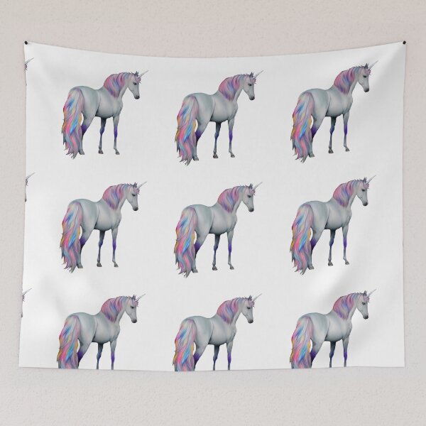 Item preview, White Unicorn Rainbow Mane, Magical Mythical Creature designed and sold by HA-Design-Kunst.