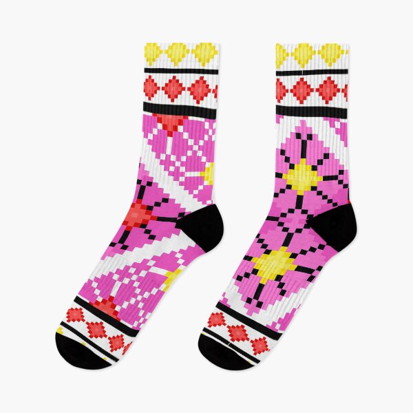 Item preview, Bubblegum Bloom Ethnic Pattern - Fuschia, Lemon & Ebony Folk Art designed and sold by Khwanchai.