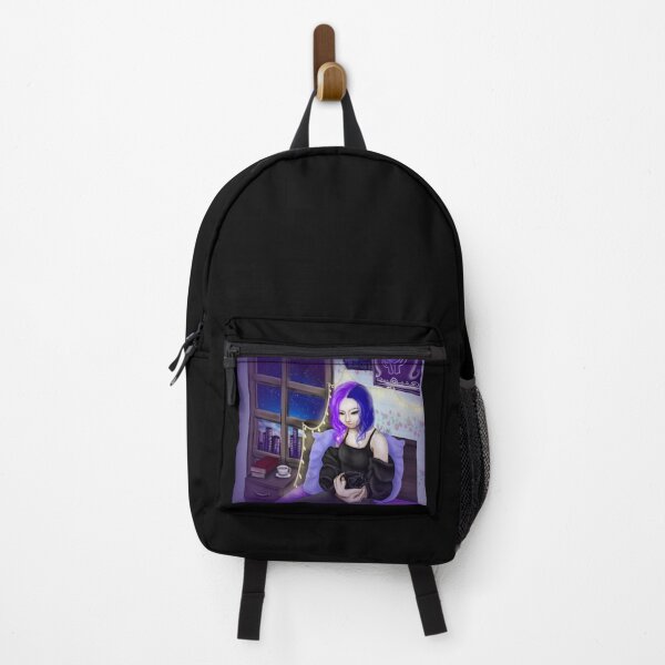 Item preview, Portrait of a girl with colorful hair sitting relaxed by the window and holding a cat in her arms designed and sold by katecheerycake.