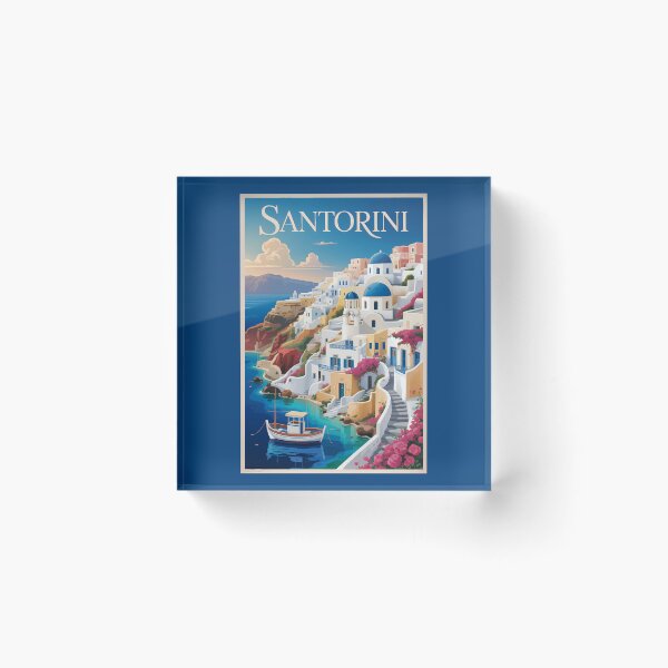 Item preview, Santorini Greece Illustration Travel Art Vintage designed and sold by KrisSidDesigns.