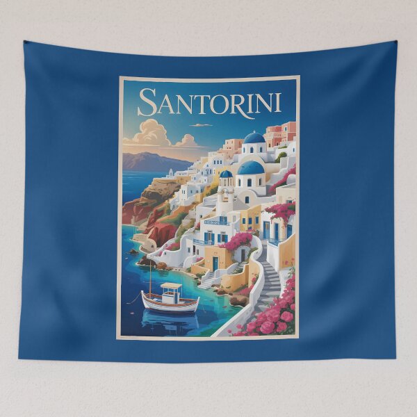 Item preview, Santorini Greece Illustration Travel Art Vintage designed and sold by KrisSidDesigns.