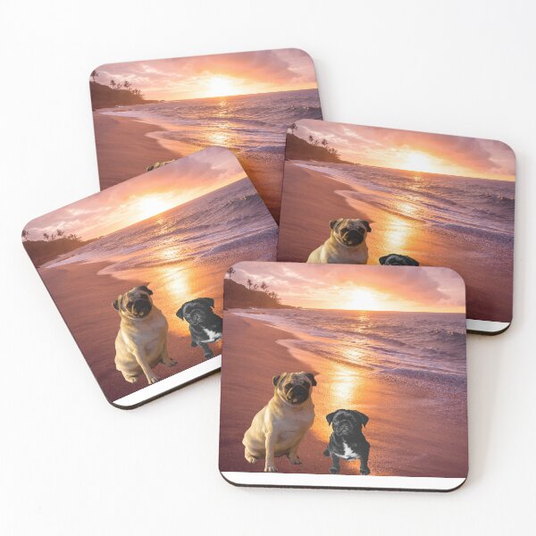 Item preview, Pug brothers on sunset beach designed and sold by jcdesign1212.