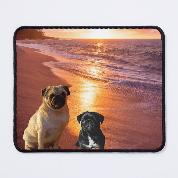 Item preview, Pug brothers on sunset beach designed and sold by jcdesign1212.