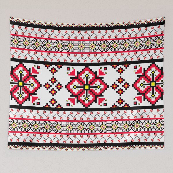 Item preview, Scarlet Bloom Ethnic Pattern - Ruby, Sunshine & Ebony Folk Art designed and sold by Khwanchai.