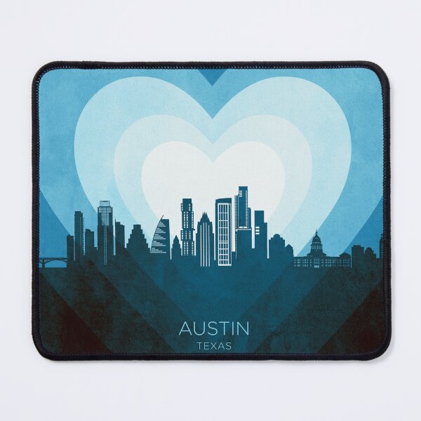 Item preview, Austin Texas Skyline Hearts Blue designed and sold by ArtPrints.