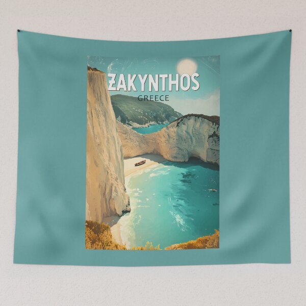 Item preview, Zakynthos Greece Illustration Travel Art Vintage designed and sold by KrisSidDesigns.