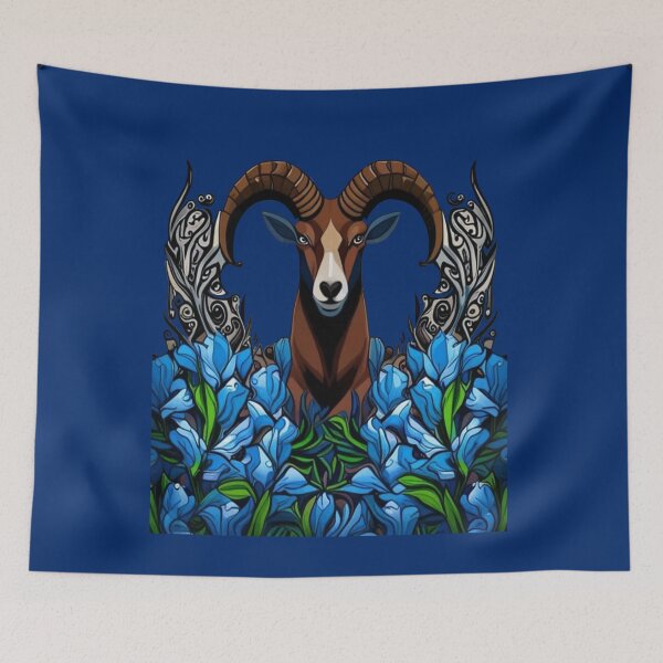 Item preview, Cartoon Of A Bighorn Sheep With Colorado Blue Columbine designed and sold by taiche.