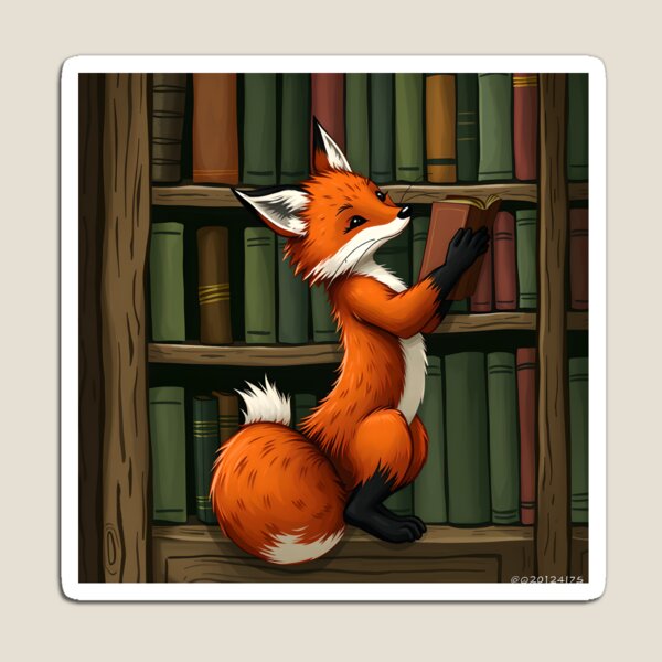 Artikelvorschau, Niedlicher Bücherwurm-Fuchs in einer Bibliotheksszene entworfen und verkauft von AbdS07.