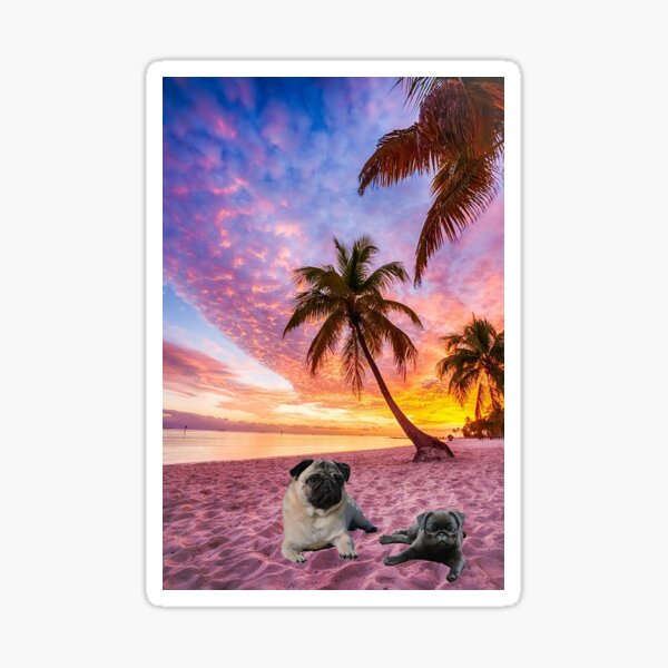 Item preview, Pugs hanging on beach designed and sold by jcdesign1212.