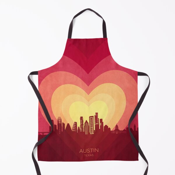 Item preview, Austin Texas Skyline Hearts Red Yellow designed and sold by ArtPrints.