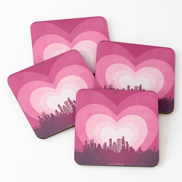Item preview, Austin Texas Skyline Hearts Pink designed and sold by ArtPrints.