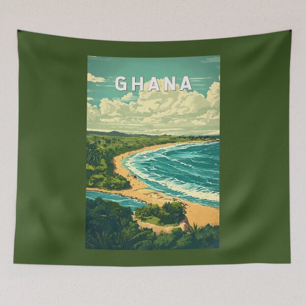 Item preview, Ghana Illustration Travel Art Vintage designed and sold by KrisSidDesigns.