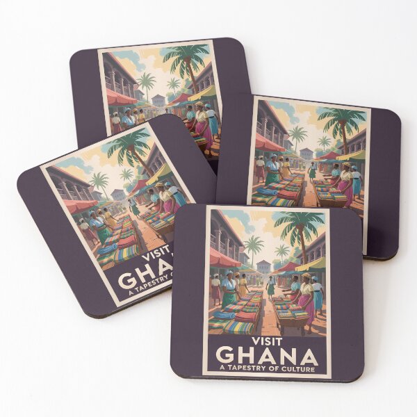 Item preview, Ghana Market Illustration Travel Art Vintage designed and sold by KrisSidDesigns.